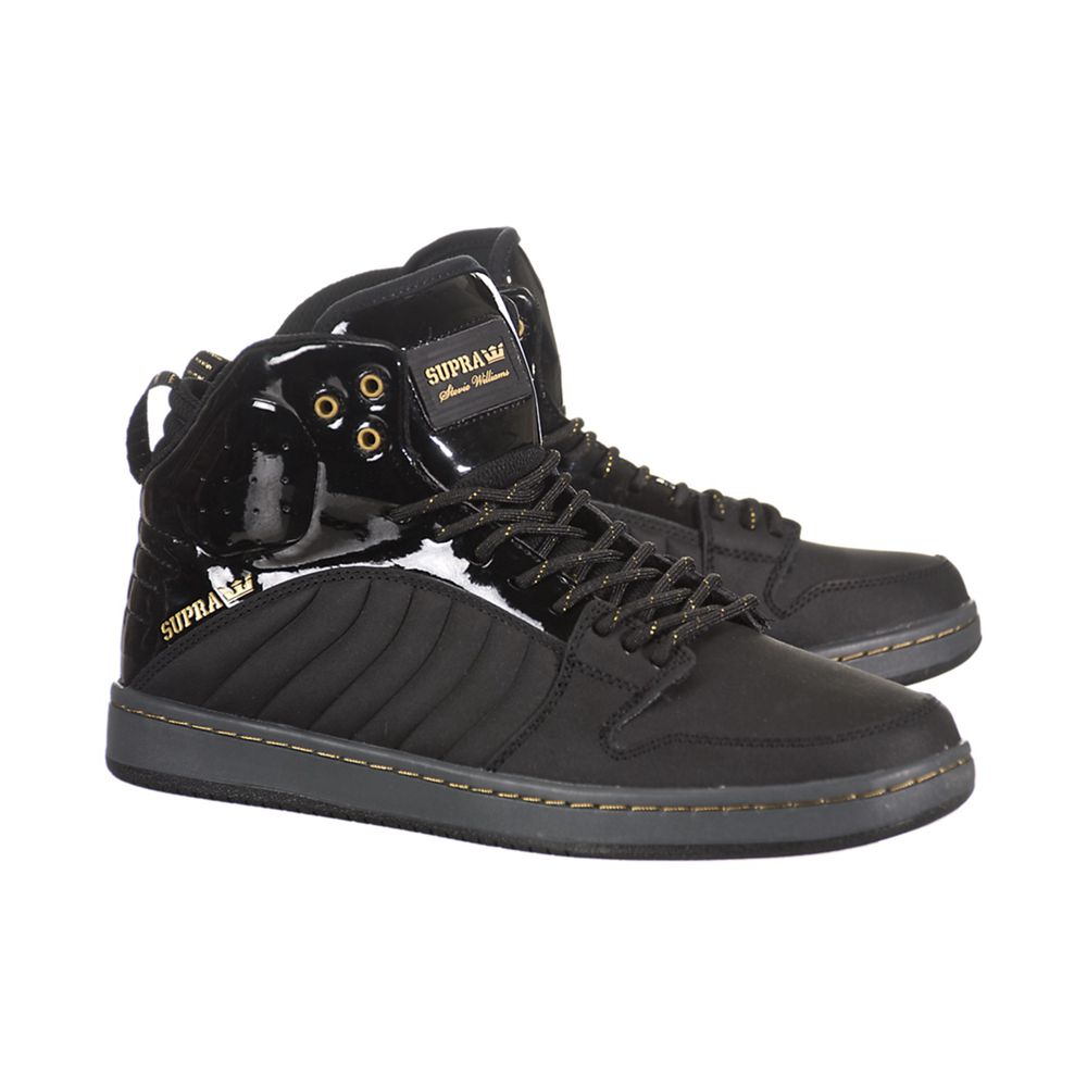 Chaussures de Skate Supra S1W Noir Black/Black/Gold-Black Homme | LWO-25432375